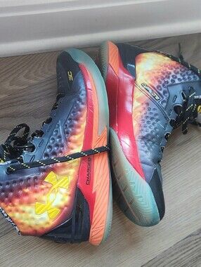 Under Armour High-Top Basketball Shoes - Yellow, Orange, Red, Black YOUTH 6Y